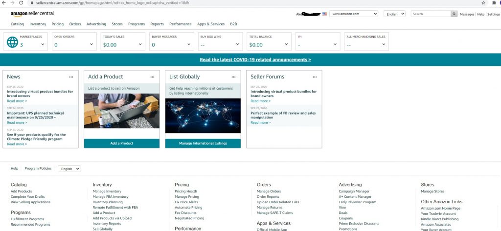 amazon seller dashboard